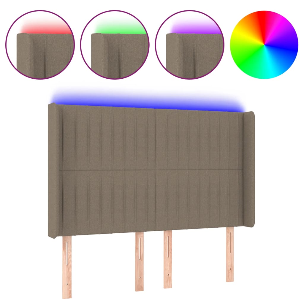 Κεφαλάρι Κρεβατιού LED Taupe 147x16x118/128 εκ. Υφασμάτινο