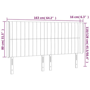 Κεφαλάρι Κρεβατιού LED Σκούρο Γκρι 163x16x118/128εκ. Υφασμάτινο