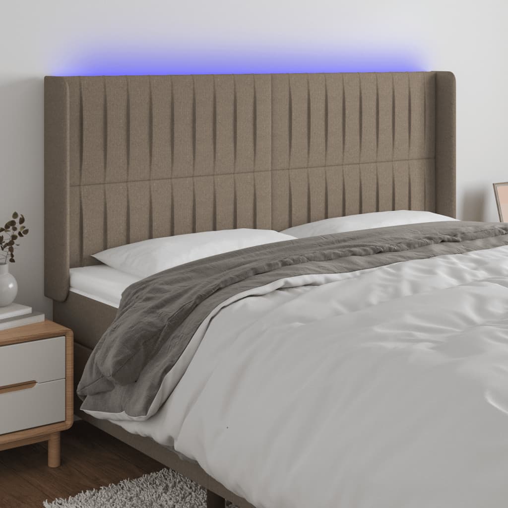 Κεφαλάρι Κρεβατιού LED Taupe 163x16x118/128 εκ. Υφασμάτινο