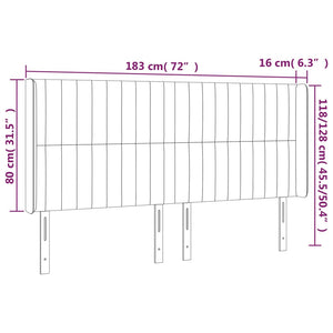 Κεφαλάρι Κρεβατιού LED Σκούρο Γκρι 183x16x118/128εκ. Υφασμάτινο