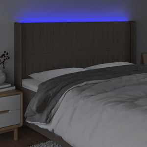 Κεφαλάρι Κρεβατιού LED Taupe 183x16x118/128 εκ. Υφασμάτινο