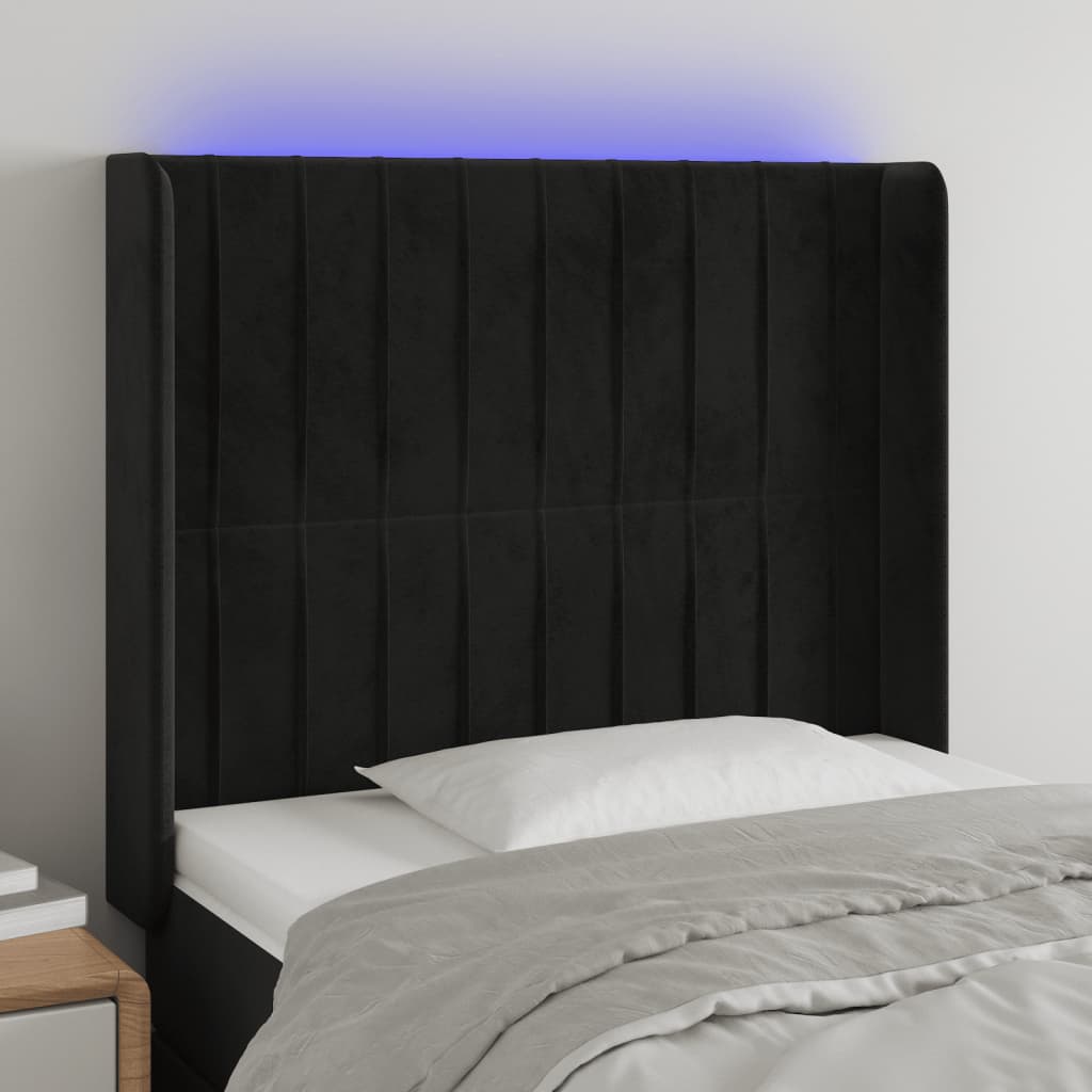 Κεφαλάρι Κρεβατιού LED Μαύρο 83x16x118/128εκ. Βελούδινο - Pakobazaar