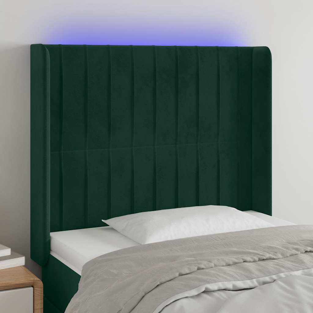 Κεφαλάρι Κρεβατιού LED Σκούρο Πράσινο 83x16x118/128 εκ - Pakobazaar