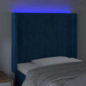 Κεφαλάρι Κρεβατιού LED Σκούρο Μπλε 93x16x118/128εκ. Βελούδινο - Pakobazaar