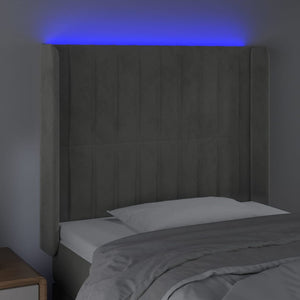 Κεφαλάρι Κρεβατιού LED Ανοιχτό Γκρι 103x16x118/128εκ. Βελούδινο