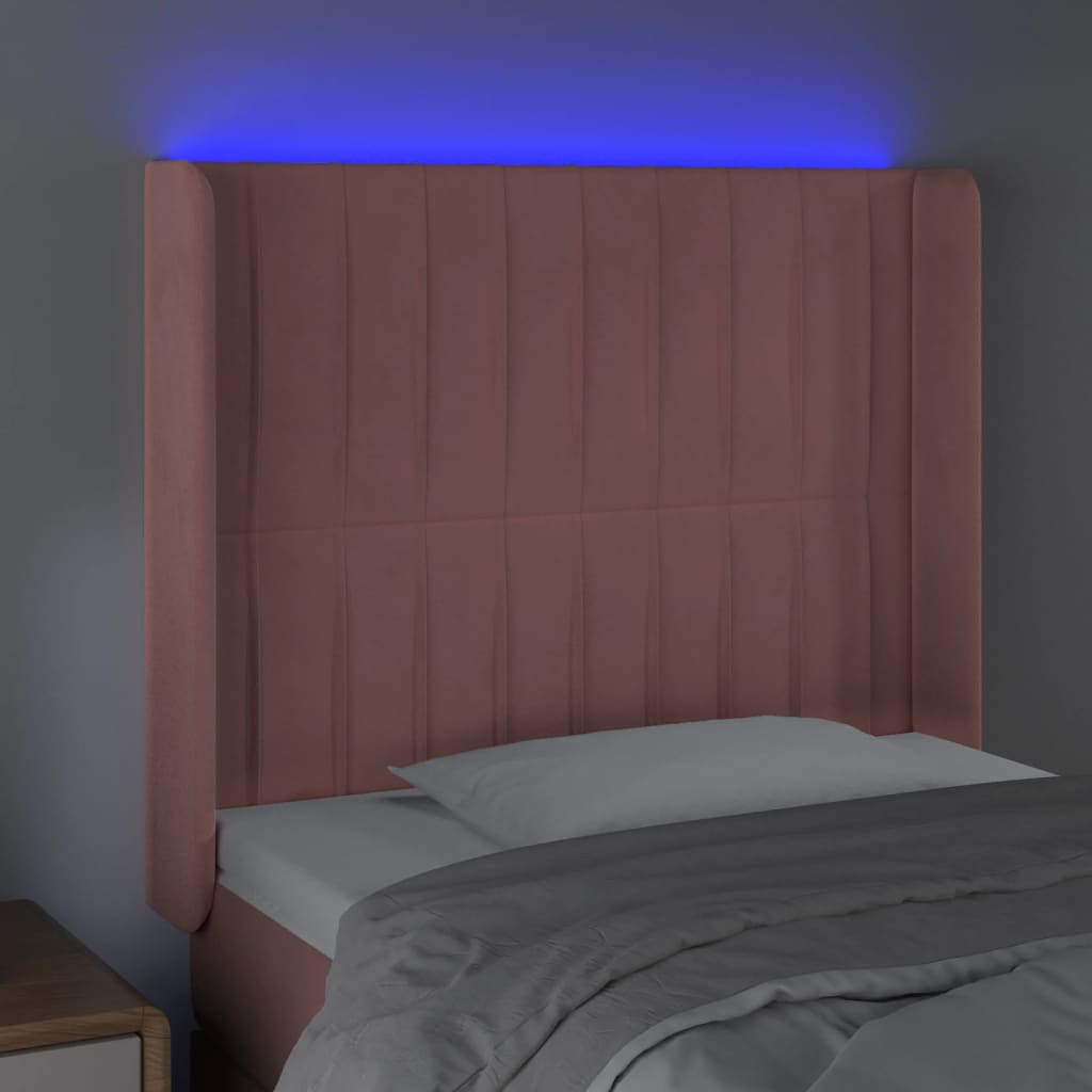 Κεφαλάρι Κρεβατιού LED Ροζ 103x16x118/128 εκ.Βελούδινο