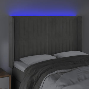 Κεφαλάρι Κρεβατιού LED Ανοιχτό Γκρι 147x16x118/128εκ. Βελούδινο