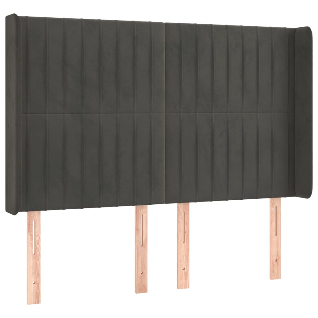 Κεφαλάρι Κρεβατιού LED Σκούρο Γκρι 147x16x118/128εκ. Βελούδινο