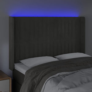 Κεφαλάρι Κρεβατιού LED Σκούρο Γκρι 147x16x118/128εκ. Βελούδινο
