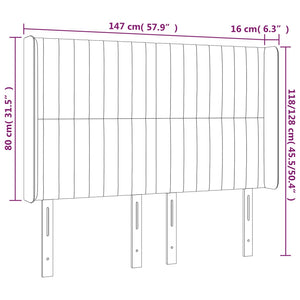 Κεφαλάρι Κρεβατιού LED Μαύρο 147x16x118/128 εκ. Βελούδινο