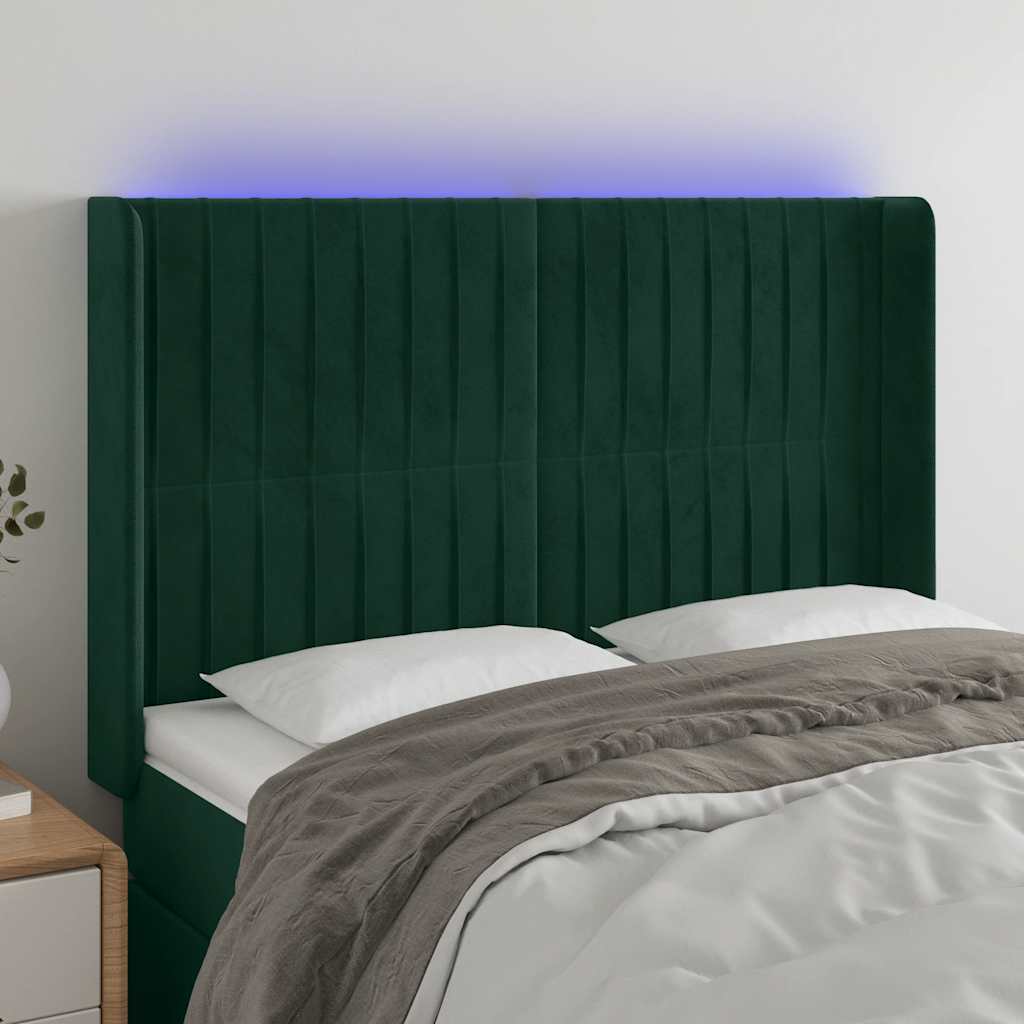 Κεφαλάρι Κρεβατιού LED Σκούρο Πράσινο 147x16x118/128 εκ - Pakobazaar