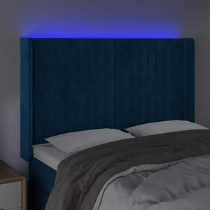 Κεφαλάρι Κρεβατιού LED Σκούρο Μπλε 147x16x118/128 εκ. Βελούδινο - Pakobazaar