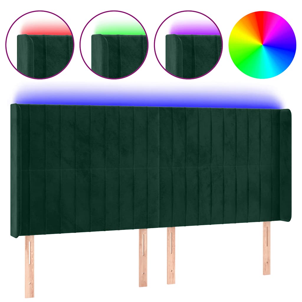 Κεφαλάρι Κρεβατιού LED Σκούρο Πράσινο 163x16x118/128 εκ - Pakobazaar