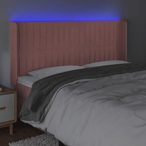 Κεφαλάρι Κρεβατιού LED Ροζ 163x16x118/128 εκ. Βελούδινο