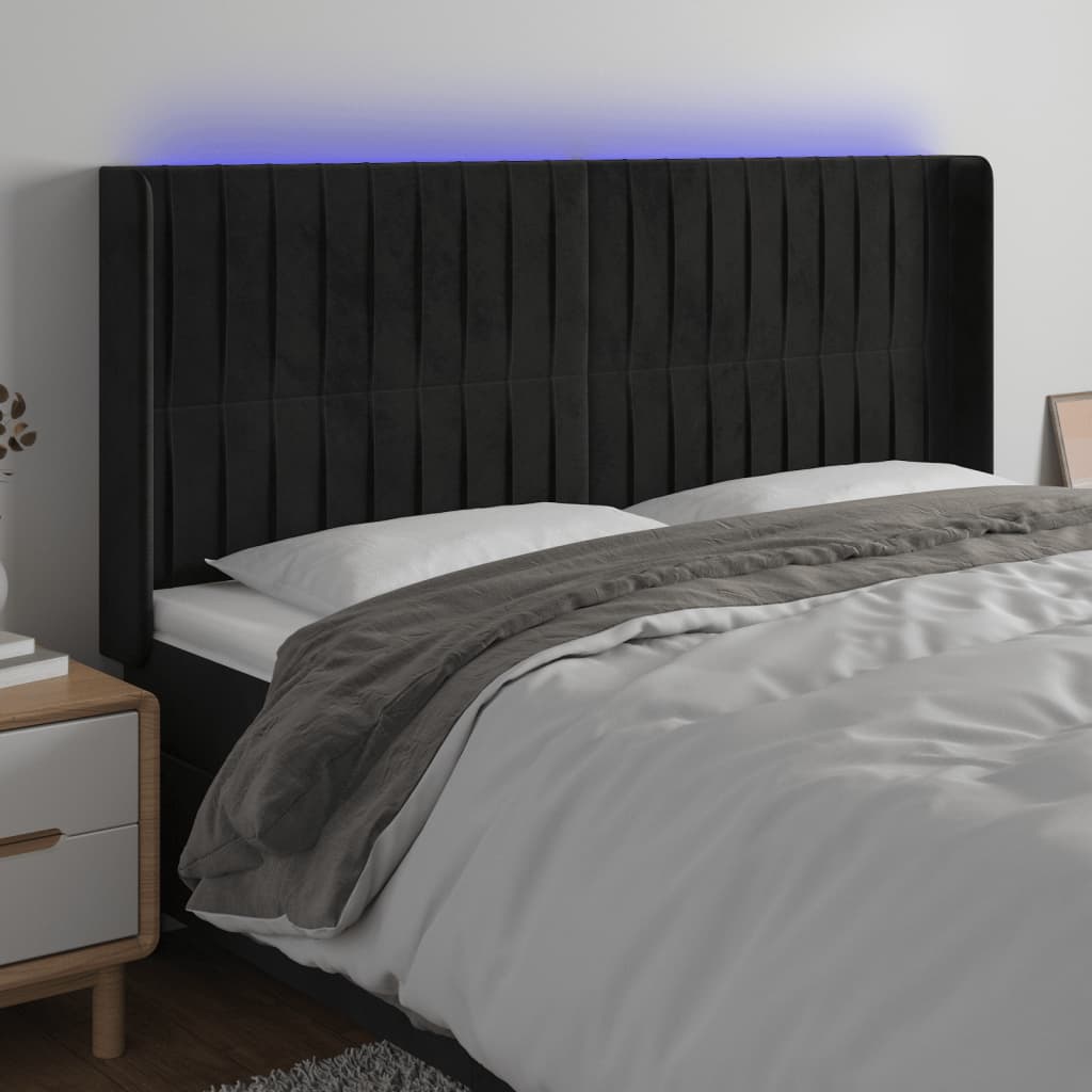 Κεφαλάρι Κρεβατιού LED Μαύρο 183x16x118/128 εκ. Βελούδινο - Pakobazaar