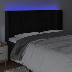 Κεφαλάρι Κρεβατιού LED Μαύρο 203x16x118/128 εκ. Βελούδινο - Pakobazaar