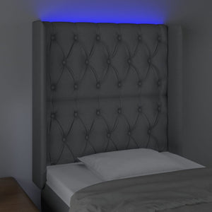 Κεφαλάρι Κρεβατιού LED Ανοιχτό Γκρι 83x16x118/128εκ. Υφασμάτινο