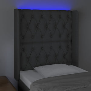 Κεφαλάρι Κρεβατιού LED Σκούρο Γκρι 83x16x118/128εκ. Υφασμάτινο - Pakobazaar