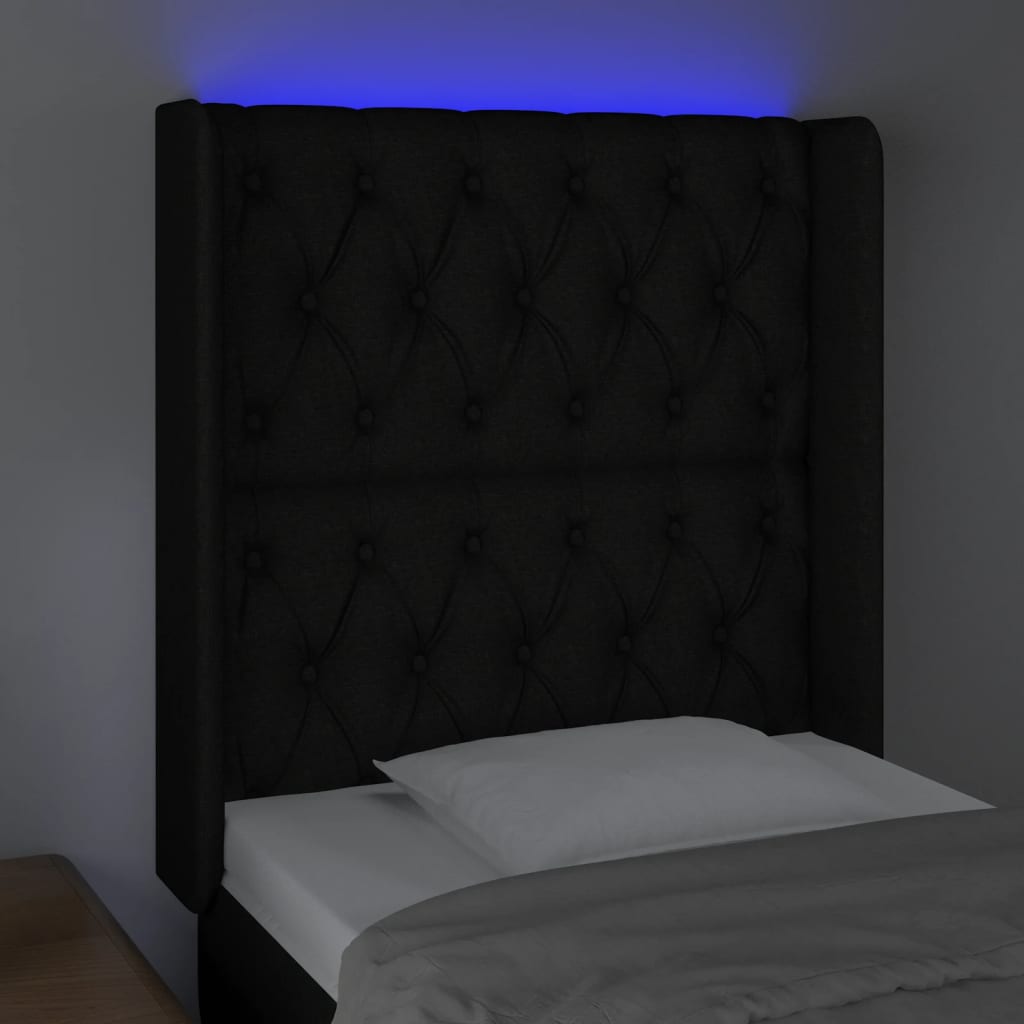Κεφαλάρι Κρεβατιού LED Μαύρο 83x16x118/128εκ. Υφασμάτινο