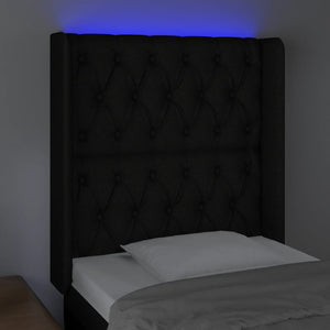 Κεφαλάρι Κρεβατιού LED Μαύρο 83x16x118/128εκ. Υφασμάτινο