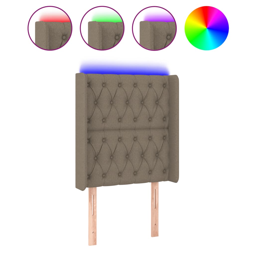 Κεφαλάρι Κρεβατιού LED Taupe 83x16x118/128εκ. Υφασμάτινο - Pakobazaar