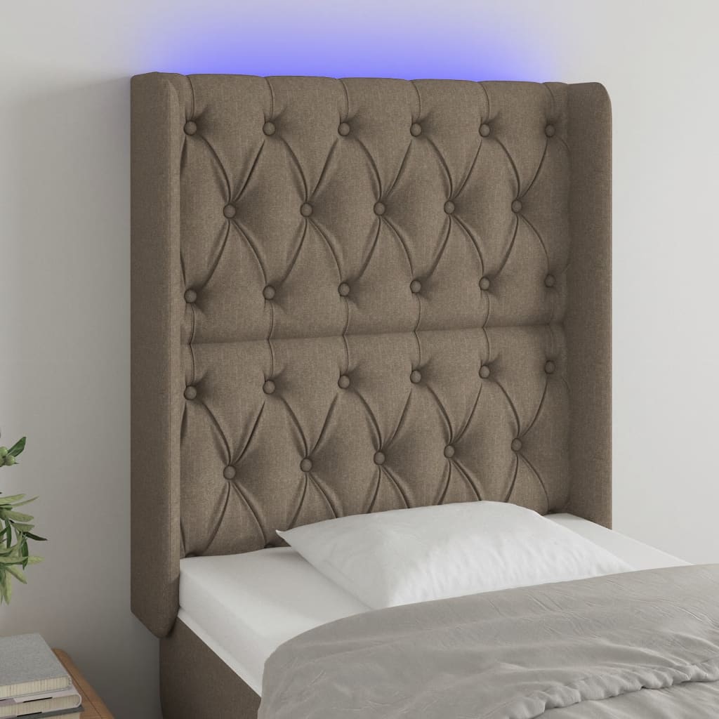 Κεφαλάρι Κρεβατιού LED Taupe 83x16x118/128εκ. Υφασμάτινο - Pakobazaar