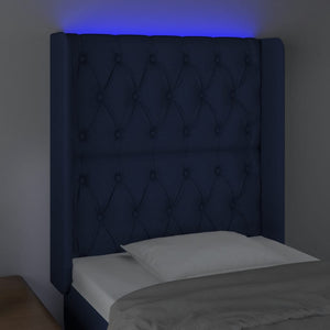Κεφαλάρι Κρεβατιού LED Μπλε 83x16x118/128εκ. Υφασμάτινο