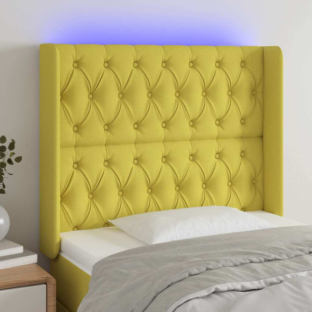 Κεφαλάρι Κρεβατιού LED Πράσινο 93x16x118/128εκ. Υφασμάτινο - Pakobazaar