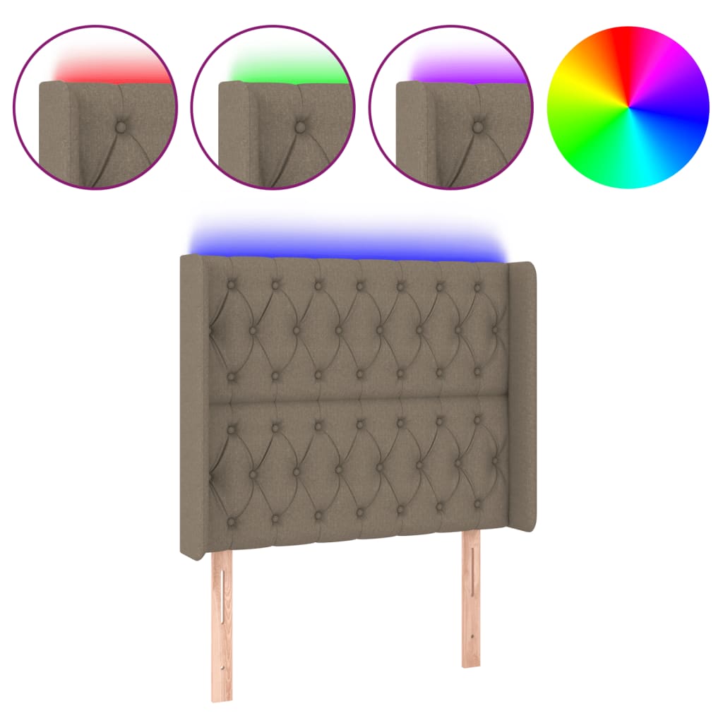 Κεφαλάρι Κρεβατιού LED Taupe 103x16x118/128 εκ. Υφασμάτινο