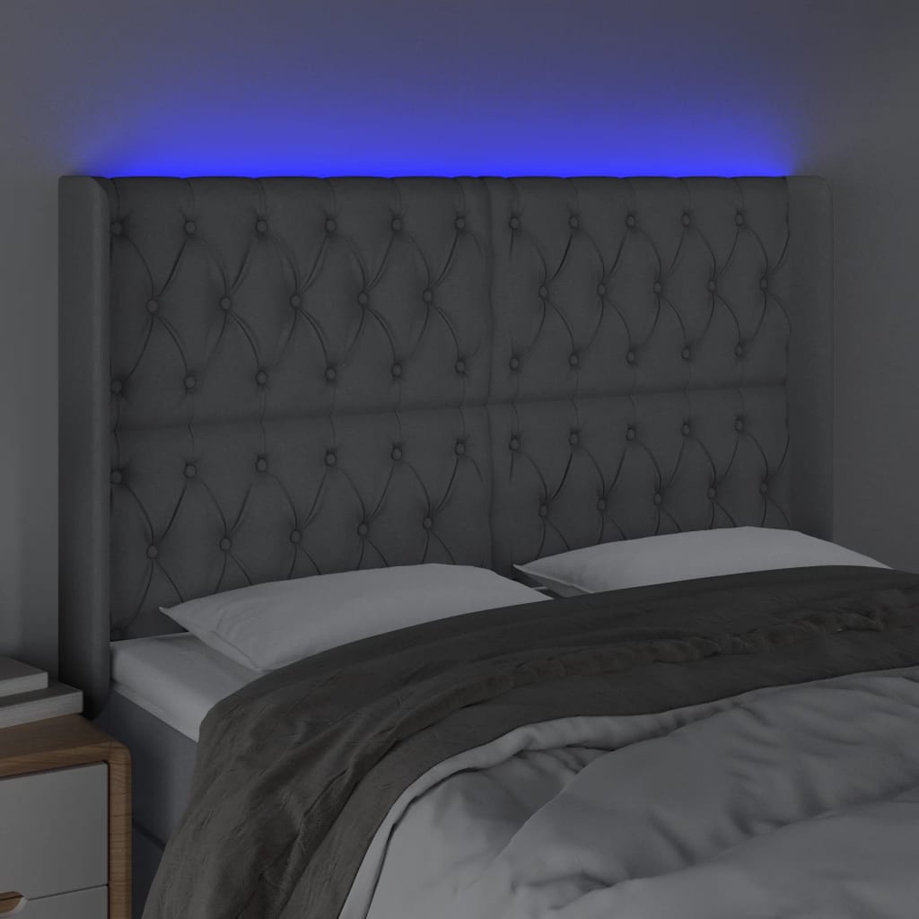 Κεφαλάρι Κρεβατιού LED Ανοιχτό Γκρι 147x16x118/128 εκ.