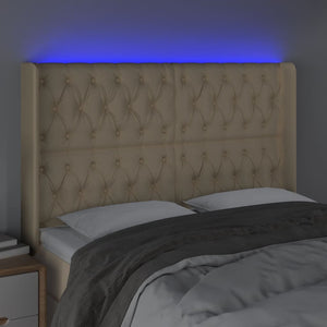 Κεφαλάρι Κρεβατιού LED Κρεμ 147x16x118/128 εκ. Υφασμάτινο