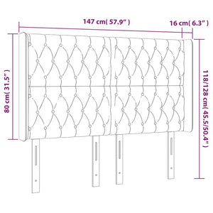 Κεφαλάρι Κρεβατιού LED Κρεμ 147x16x118/128 εκ. Υφασμάτινο