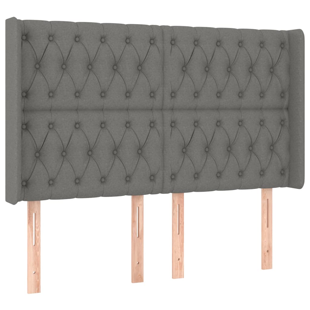 Κεφαλάρι Κρεβατιού LED Σκούρο Γκρι 163x16x118/128εκ. Υφασμάτινο - Pakobazaar