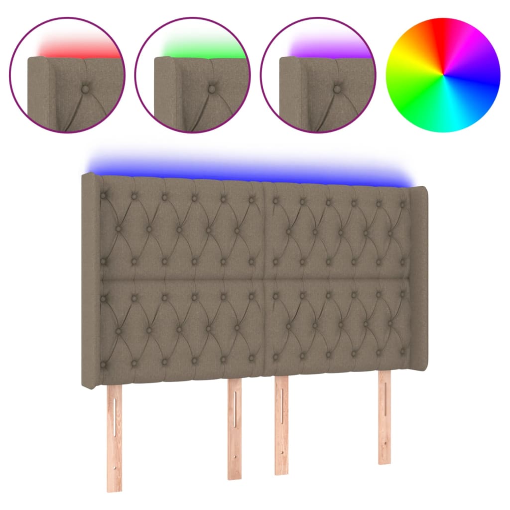 Κεφαλάρι Κρεβατιού LED Taupe 163x16x118/128 εκ. Υφασμάτινο - Pakobazaar