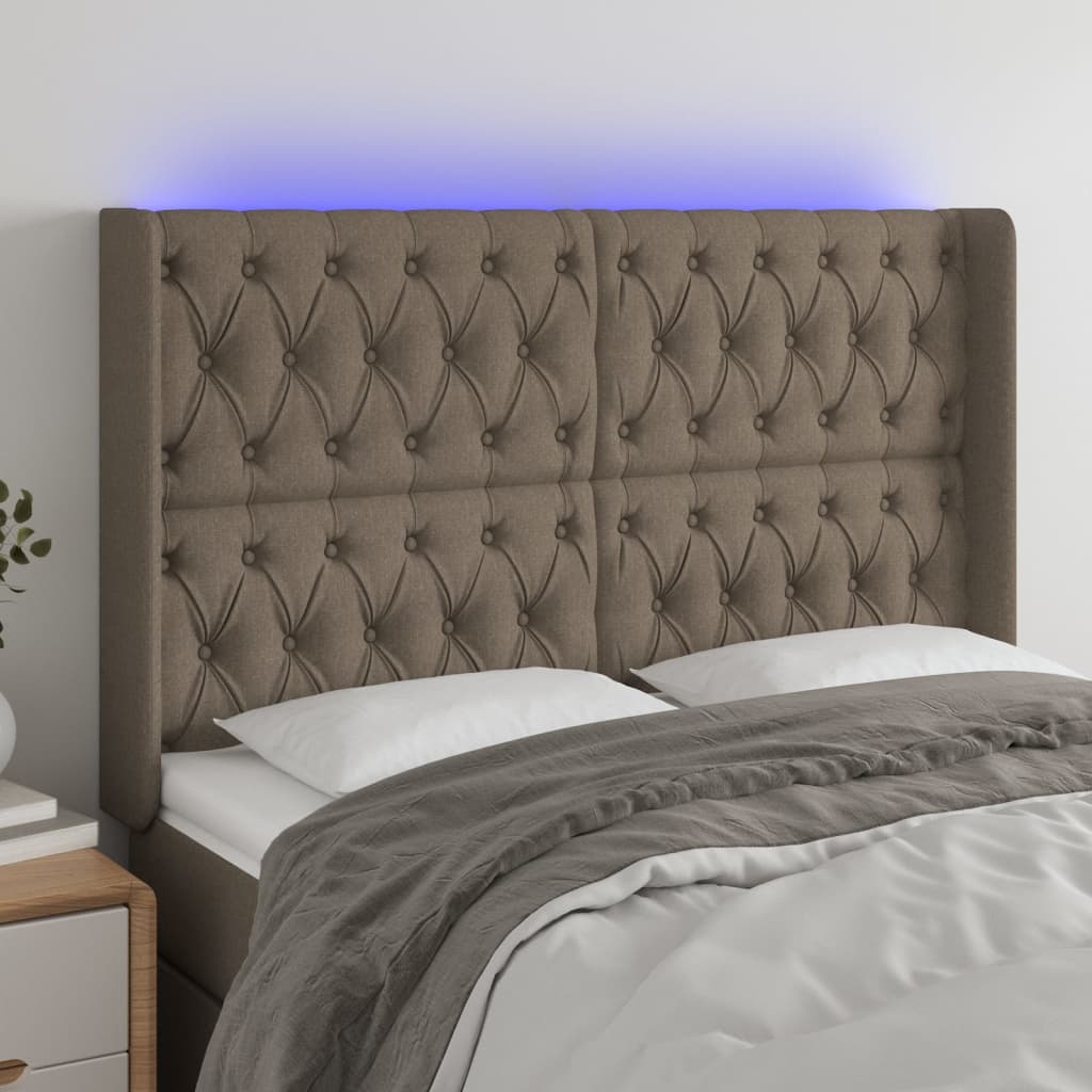 Κεφαλάρι Κρεβατιού LED Taupe 163x16x118/128 εκ. Υφασμάτινο - Pakobazaar
