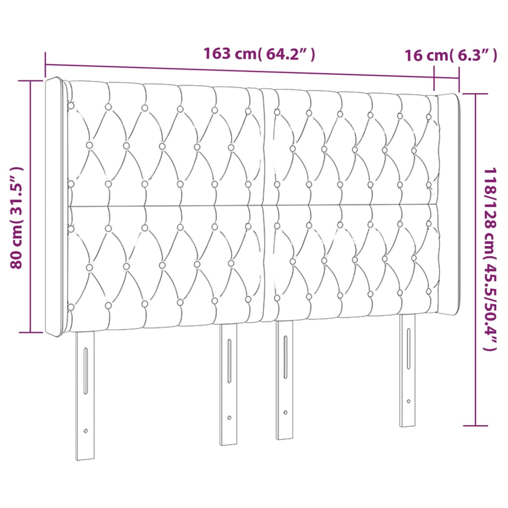 Κεφαλάρι Κρεβατιού LED Πράσινο 163x16x118/128 εκ. Υφασμάτινο