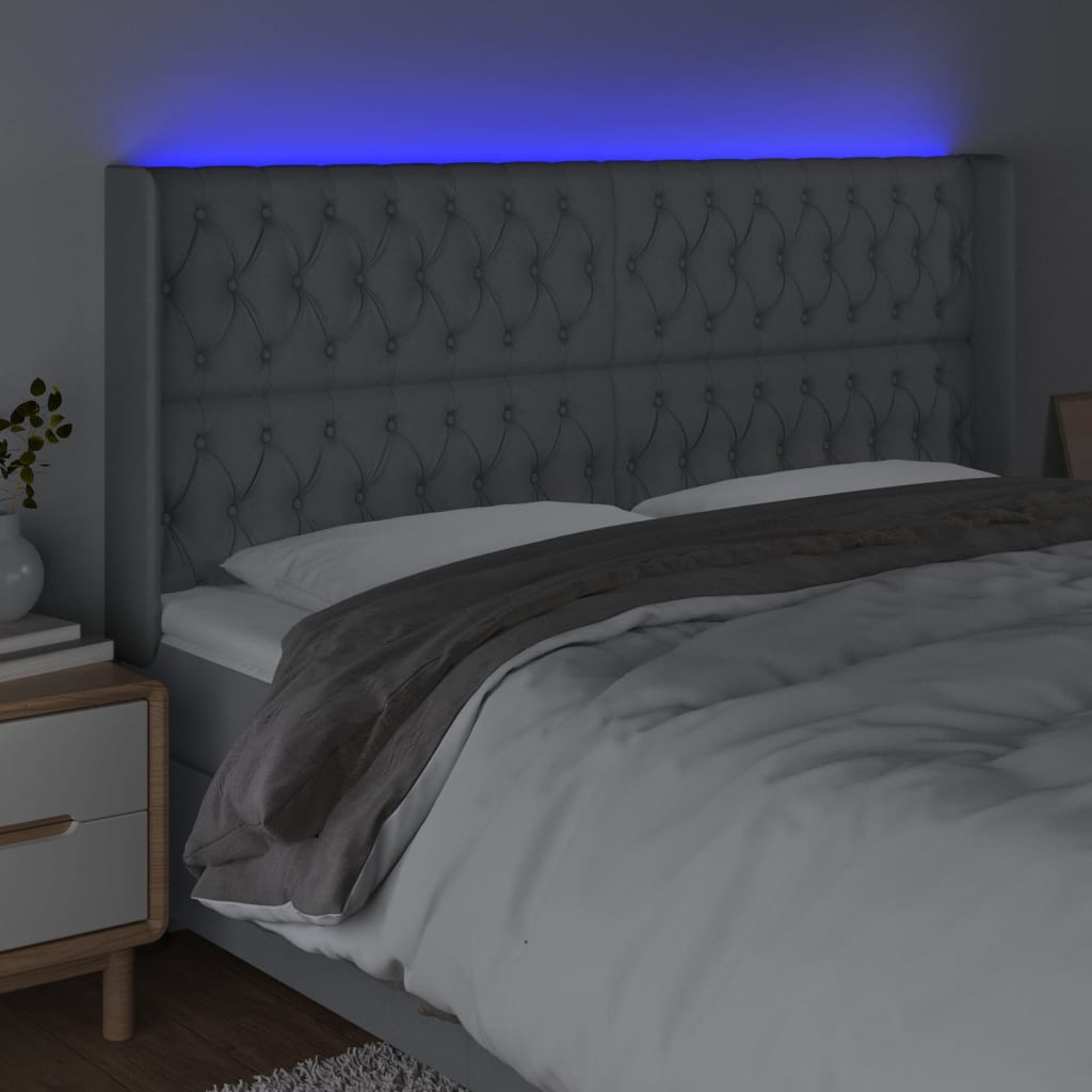 Κεφαλάρι Κρεβατιού LED Ανοιχτό Γκρι 183x16x118/128 εκ. - Pakobazaar