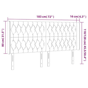 Κεφαλάρι Κρεβατιού LED Σκούρο Καφέ 183x16x118/128εκ. Υφασμάτινο