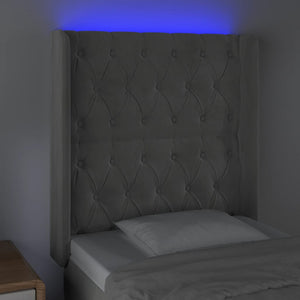Κεφαλάρι Κρεβατιού LED Ανοιχτό Γκρι 83x16x118/128εκ. Βελούδινο