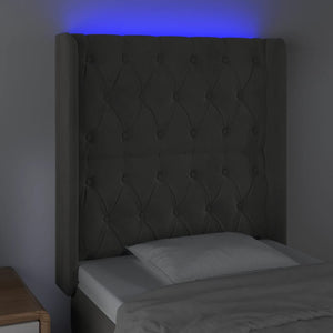 Κεφαλάρι Κρεβατιού LED Σκούρο Γκρι 83x16x118/128εκ. Βελούδινο