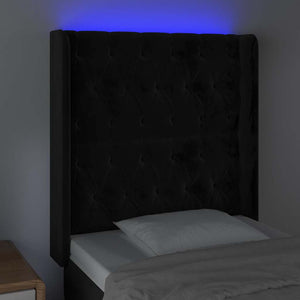Κεφαλάρι Κρεβατιού LED Μαύρο 83x16x118/128εκ. Βελούδινο - Pakobazaar