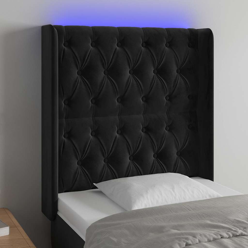Κεφαλάρι Κρεβατιού LED Μαύρο 83x16x118/128εκ. Βελούδινο - Pakobazaar