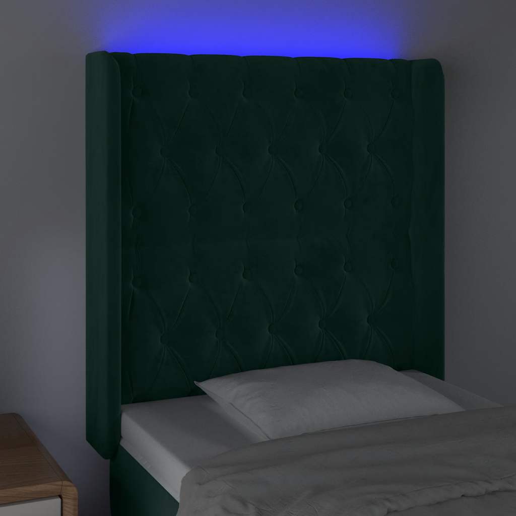 Κεφαλάρι Κρεβατιού LED Σκούρο Πράσινο 83x16x118/128 εκ - Pakobazaar