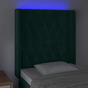 Κεφαλάρι Κρεβατιού LED Σκούρο Πράσινο 83x16x118/128 εκ - Pakobazaar
