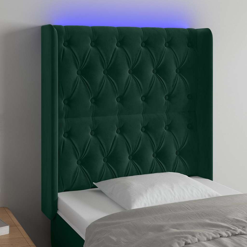 Κεφαλάρι Κρεβατιού LED Σκούρο Πράσινο 83x16x118/128 εκ - Pakobazaar