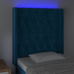Κεφαλάρι Κρεβατιού LED Σκούρο Μπλε 83x16x118/128εκ. Βελούδινο - Pakobazaar