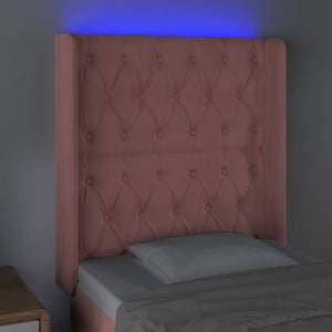 Κεφαλάρι Κρεβατιού LED Ροζ 83x16x118/128εκ. Βελούδινο