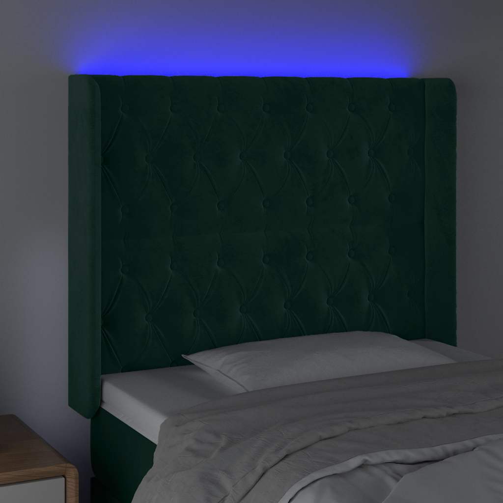 Κεφαλάρι Κρεβατιού LED Σκούρο Πράσινο 93x16x118/128 εκ - Pakobazaar