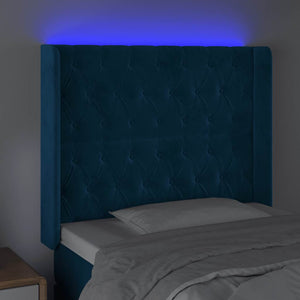 Κεφαλάρι Κρεβατιού LED Σκούρο Μπλε 93x16x118/128εκ. Βελούδινο - Pakobazaar