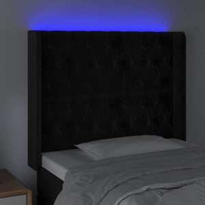 Κεφαλάρι Κρεβατιού LED Μαύρο 103x16x118/128 εκ. Βελούδινο